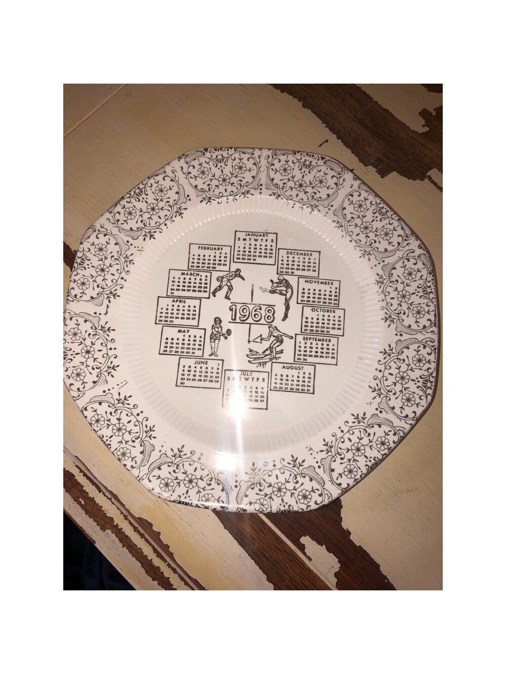 Revere Vintage 1968 Stoneware Plate with Calendar Months